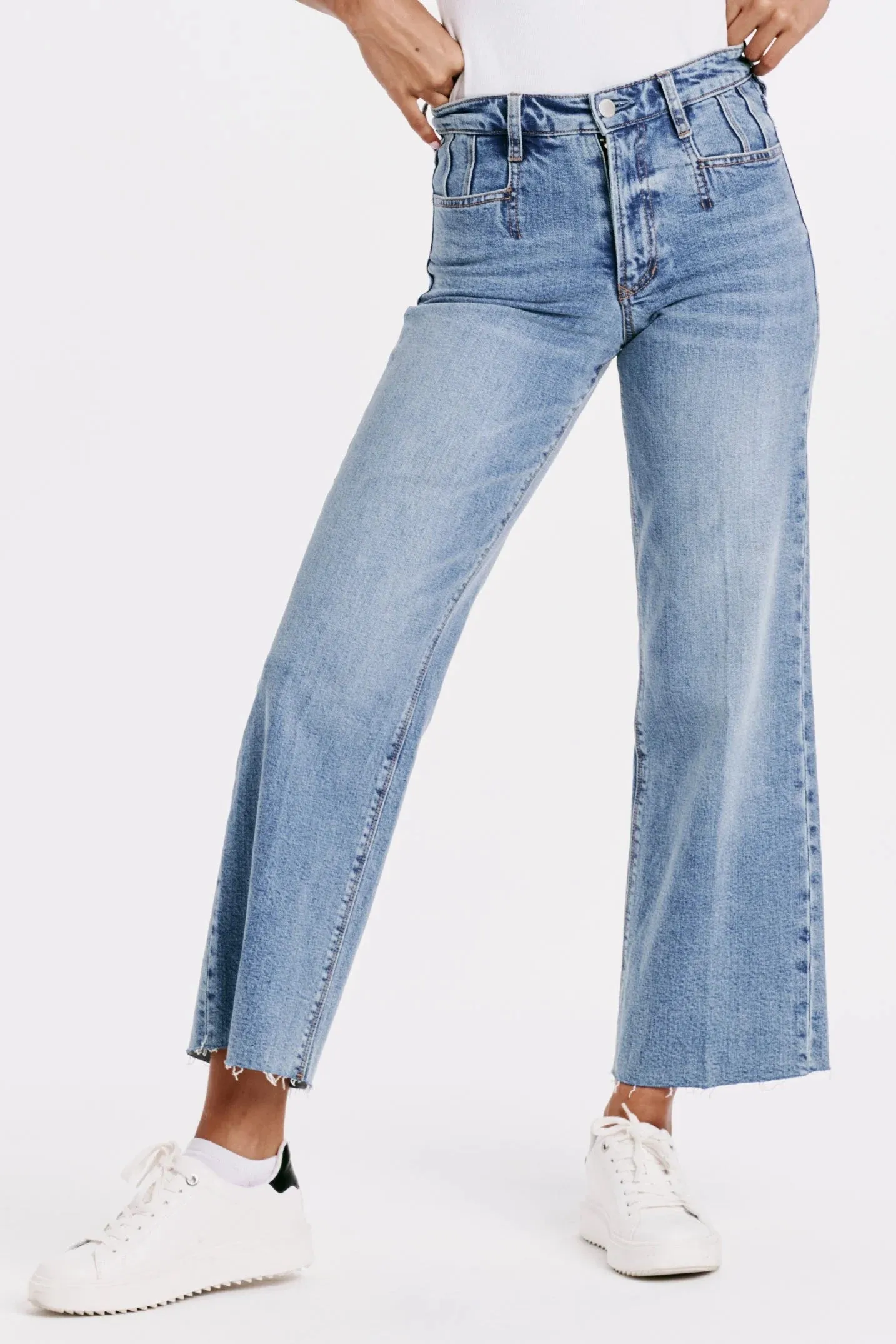 Dear John Denim Holly Super High Rise Raw Hem Straight Jeans Crescent