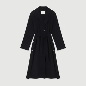 Double Face Coat With Belt - Navy